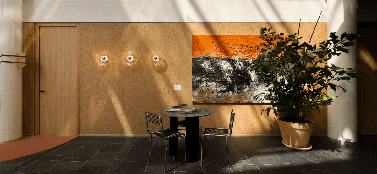 Modern art reception area table plant