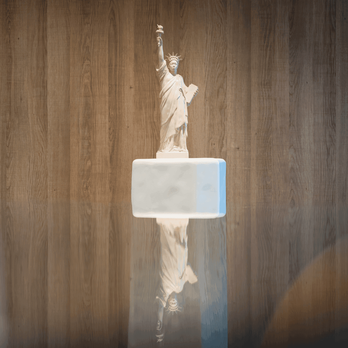 Small statue of liberty on table