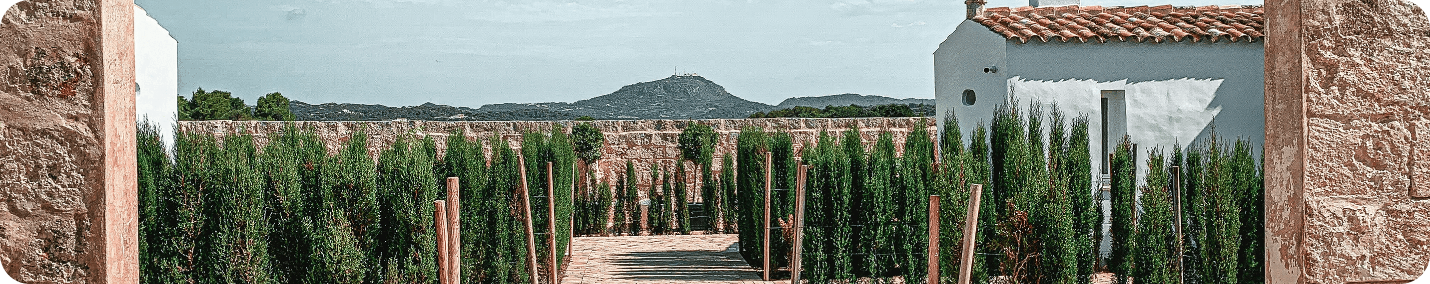 Stone garden house mountain view